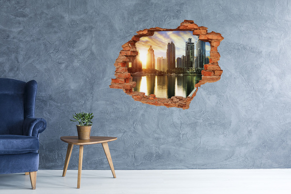 Hole in the wall decal A modern city by the water