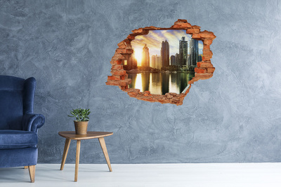 Hole in the wall decal A modern city by the water