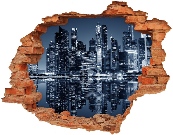Hole in the wall sticker City at night by the river