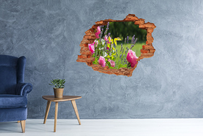 Hole in the wall sticker A flower paradise behind the wall