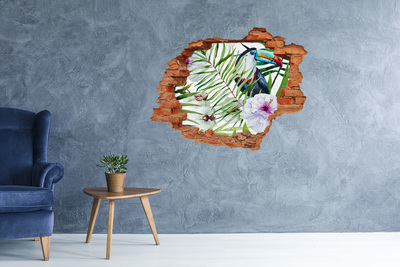 3D wall hole wallpaper Tropics toucan