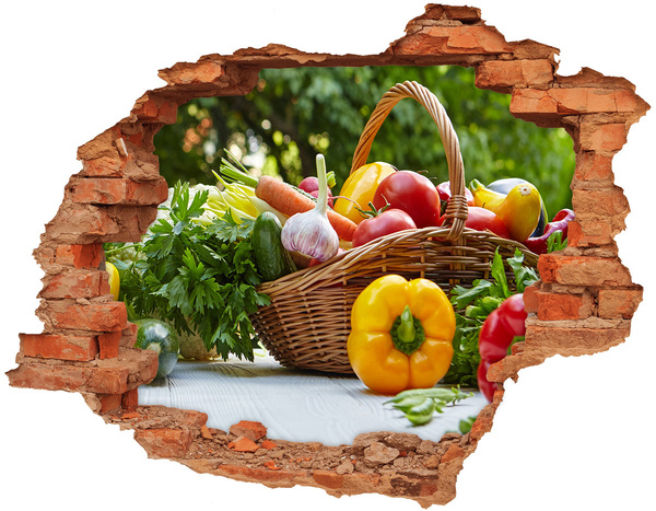 Hole in the wall sticker A basket full of fresh vegetables