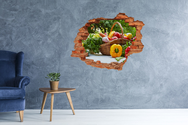 Hole in the wall sticker A basket full of fresh vegetables
