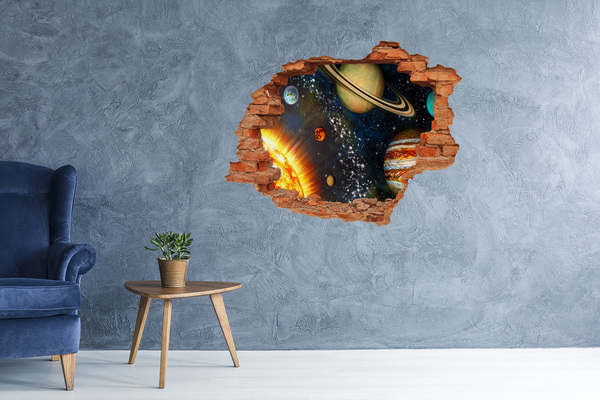 3D wall hole wallpaper Solar system