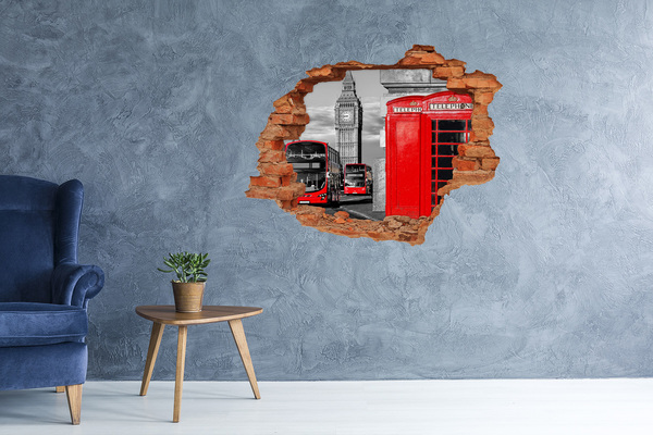 Hole in the wall decal Red buses