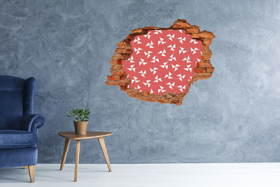 3D wall hole wallpaper Pattern in a red shade
