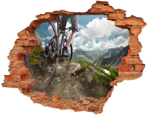 Hole wall sticker Mountain bike trail