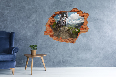 Hole wall sticker Mountain bike trail