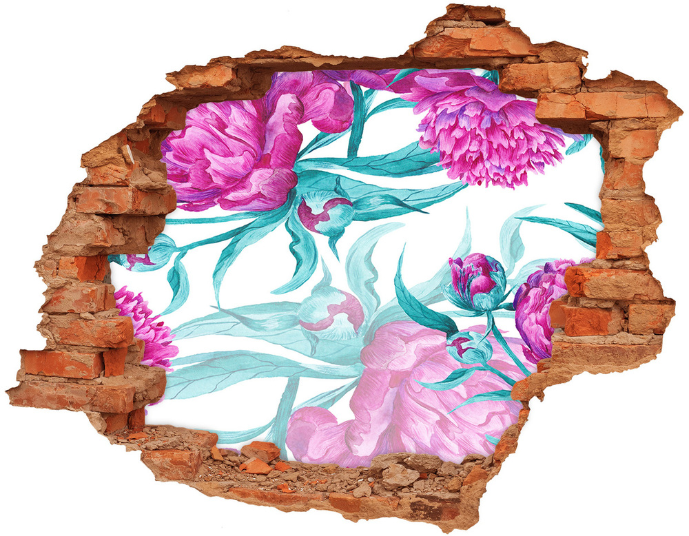 Hole wall sticker Pink peonies