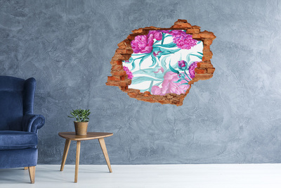 Hole wall sticker Pink peonies