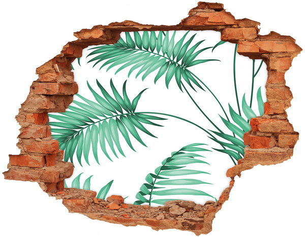 Hole wall sticker Green jungle through a hole in the wall