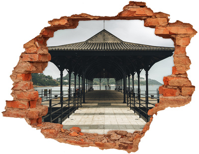 Hole wall sticker View of the pier over the water
