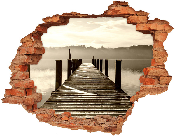 Hole wall sticker Pier over calm water