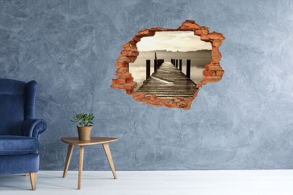 Hole wall sticker Pier over calm water