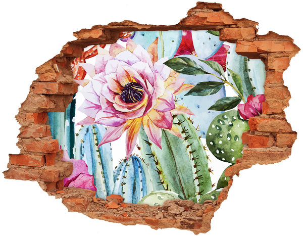 3D wall hole Cacti and flowers