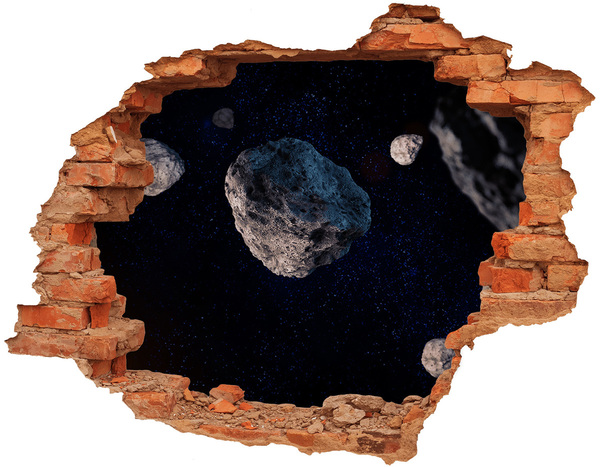 3D wall hole wallpaper Cosmic space behind the wall