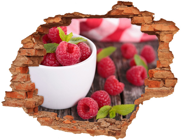 Hole wall sticker Raspberries in a bowl