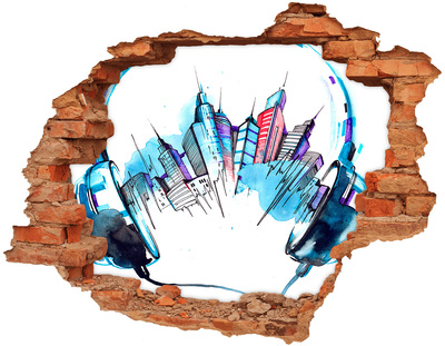 Hole in the wall sticker A modern city in ruins