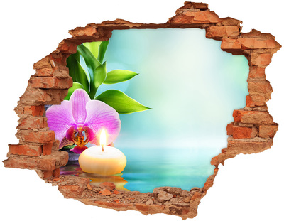 Hole in the wall decal A peaceful oasis with a flower and a candle