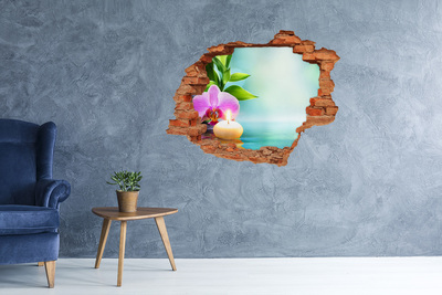 Hole in the wall decal A peaceful oasis with a flower and a candle