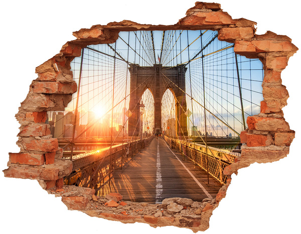 Hole in the wall decal Brooklyn Bridge at sunset