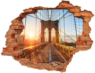 Hole in the wall decal Brooklyn Bridge at sunset