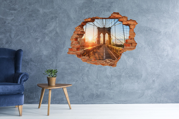 Hole in the wall decal Brooklyn Bridge at sunset