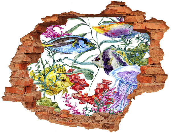 Hole in the wall sticker An underwater world full of colorful fish