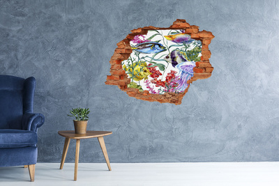 Hole in the wall sticker An underwater world full of colorful fish