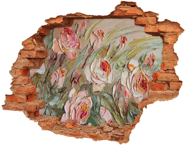 Hole in the wall decal A flower garden in a ruined wall