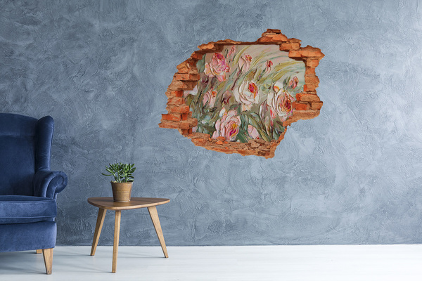 Hole in the wall decal A flower garden in a ruined wall