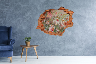 Hole in the wall decal A flower garden in a ruined wall