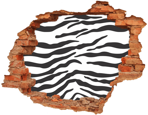 3D wall hole wallpaper Zebra in the wall