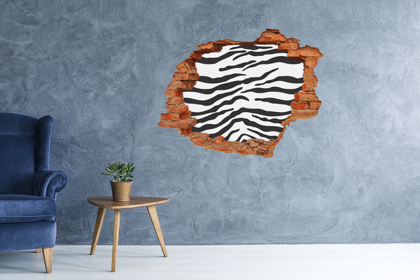 3D wall hole wallpaper Zebra background