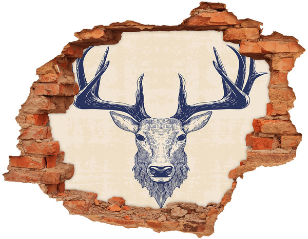 Hole in the wall sticker A moving deer in a hole in the wall