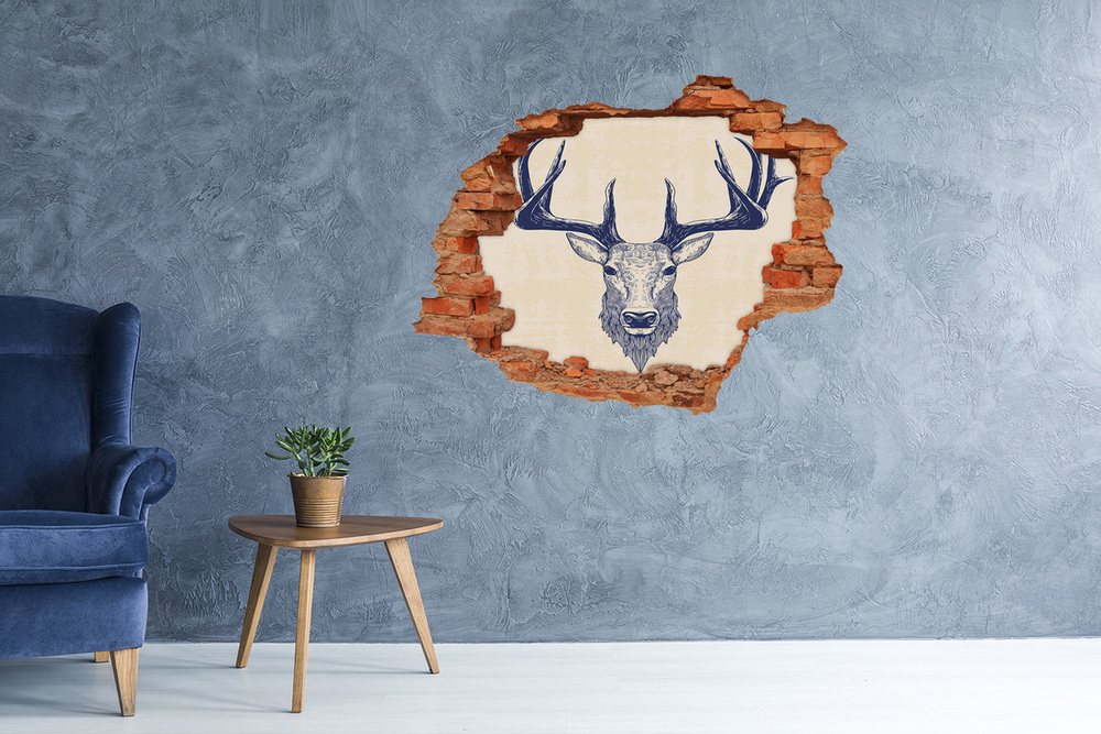 Hole in the wall sticker Deer head