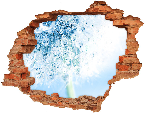 Hole in the wall decal Dandelions in blue