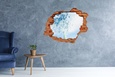 Hole in the wall decal Dandelions in blue