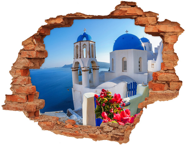 Hole wall sticker Santorini in full splendor
