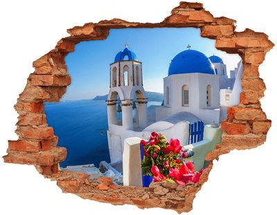 Hole wall sticker Santorini in full splendor