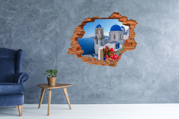 Hole wall sticker Santorini in full splendor