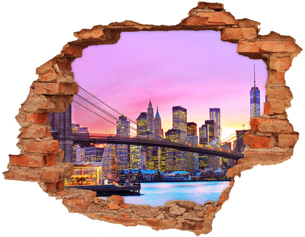 Hole in the wall decal New York skyline at sunset