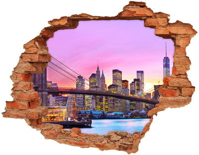 Hole in the wall decal New York skyline at sunset