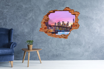 Hole in the wall decal New York skyline at sunset