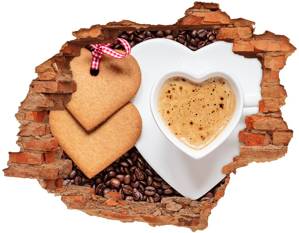 Hole wall sticker Coffee with cookies