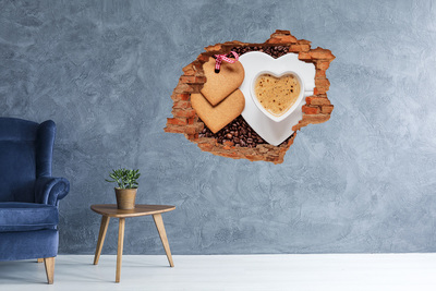Hole wall sticker Coffee with cookies