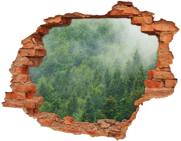 3D wall hole wallpaper Green Forest in a Hole in the Wall