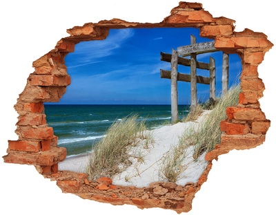 Hole wall sticker Tropical beach with a wooden pier