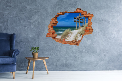 Hole wall sticker Tropical beach with a wooden pier