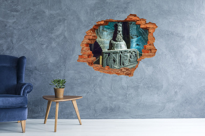 3D wall hole wallpaper Ancient cave sculpture